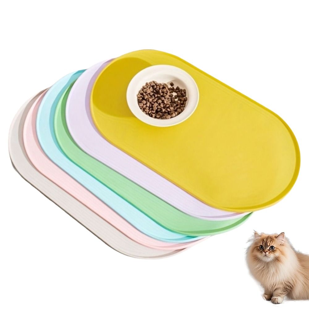 Pet Supplies Dog Food - 耐久性のあるシリコン製ペットフードマット 防水加工の盛り上がった縁付き 猫用給餌マット 簡単お手入れ BPAフリー 犬用フードマット