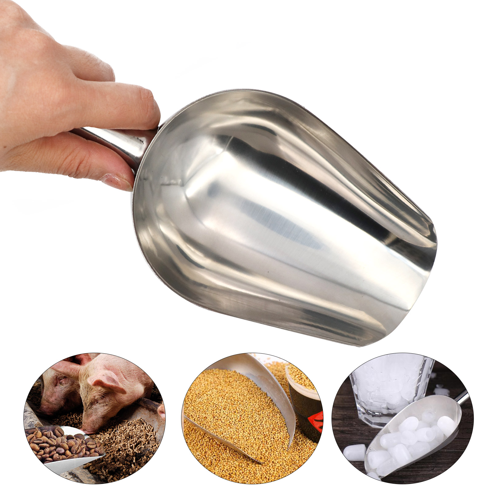 Pet Supplies Dog Food - ペットフードシャベルステンレス鋼犬給餌シャベル猫ドライフードスクープ大容量肥厚ドッグフードスクープスプーン 23.5X8X5Cm