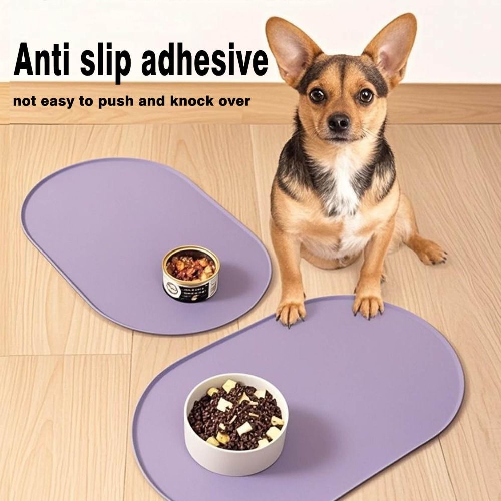 Pet Supplies Dog Food - 高品質シリコン製ペットフードマット 防水加工 縁が高くなった犬用フードマット BPAフリー 簡単お手入れ 猫用給餌マット