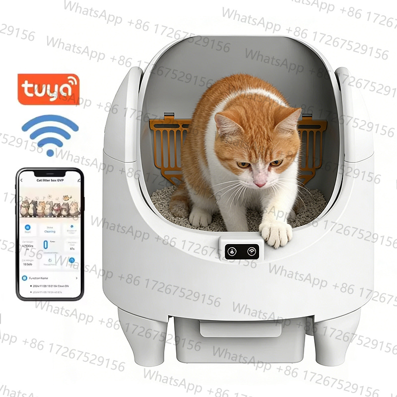 Pet Supplies Application - スマート猫用トイレWiFiアプリ制御自動セルフクリーニング猫用トイレ、臭気除去機能付き、簡単清掃ペット用品に適用可能
