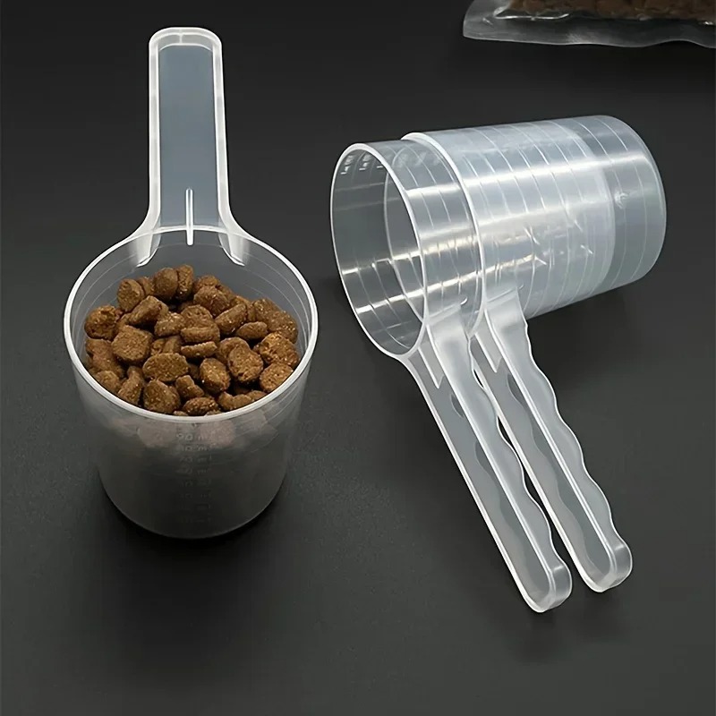 Pet Supplies Dog Food - 透明ペット計量スプーンスケール付きプラスチック犬猫給餌シャベルペット食器用品 50 グラム 100 ミリリットル