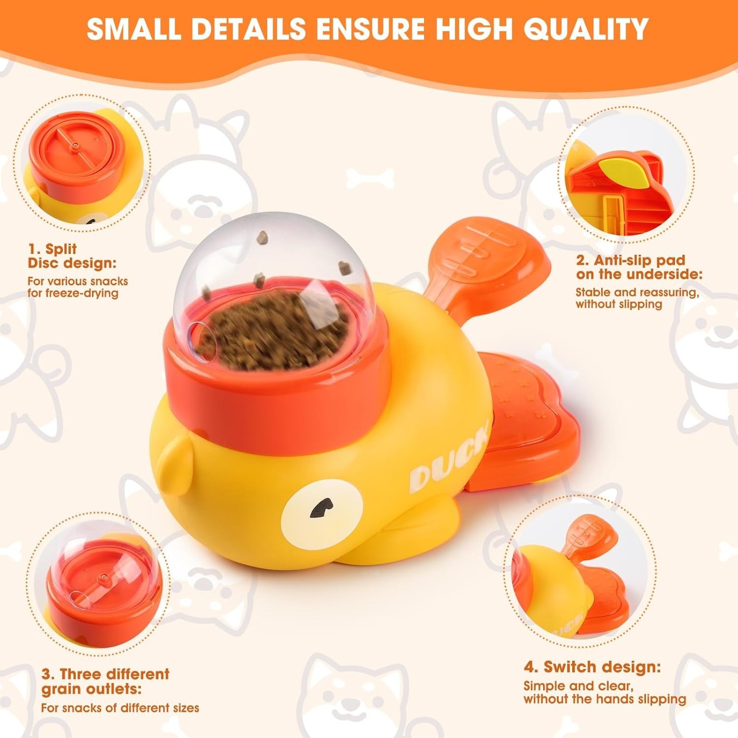 黄色いアヒル型ペット用スナックディスペンサー、インタラクティ - Pet Supplies Dog Food のレビューと価格