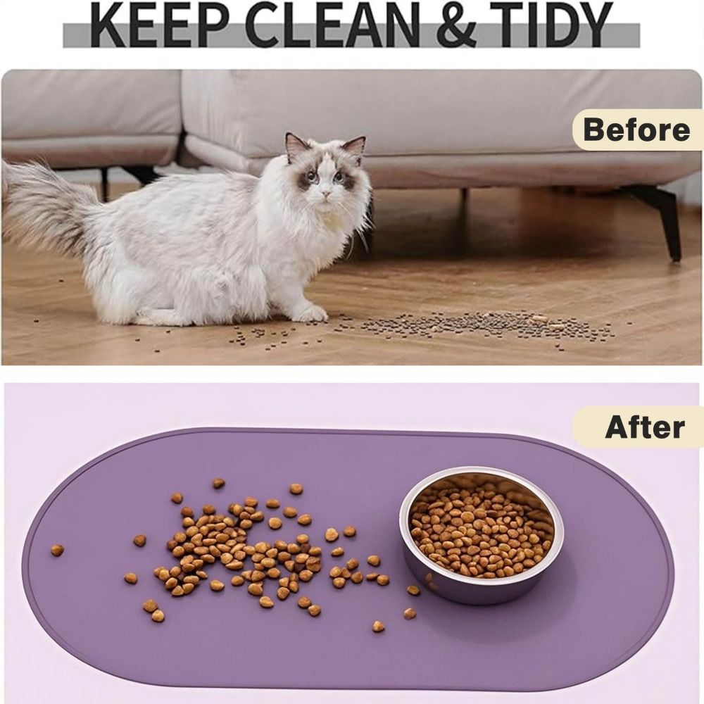高品質シリコン製ペットフードマット 防水加工 縁が高くなった - Pet Supplies Dog Food のレビューと価格