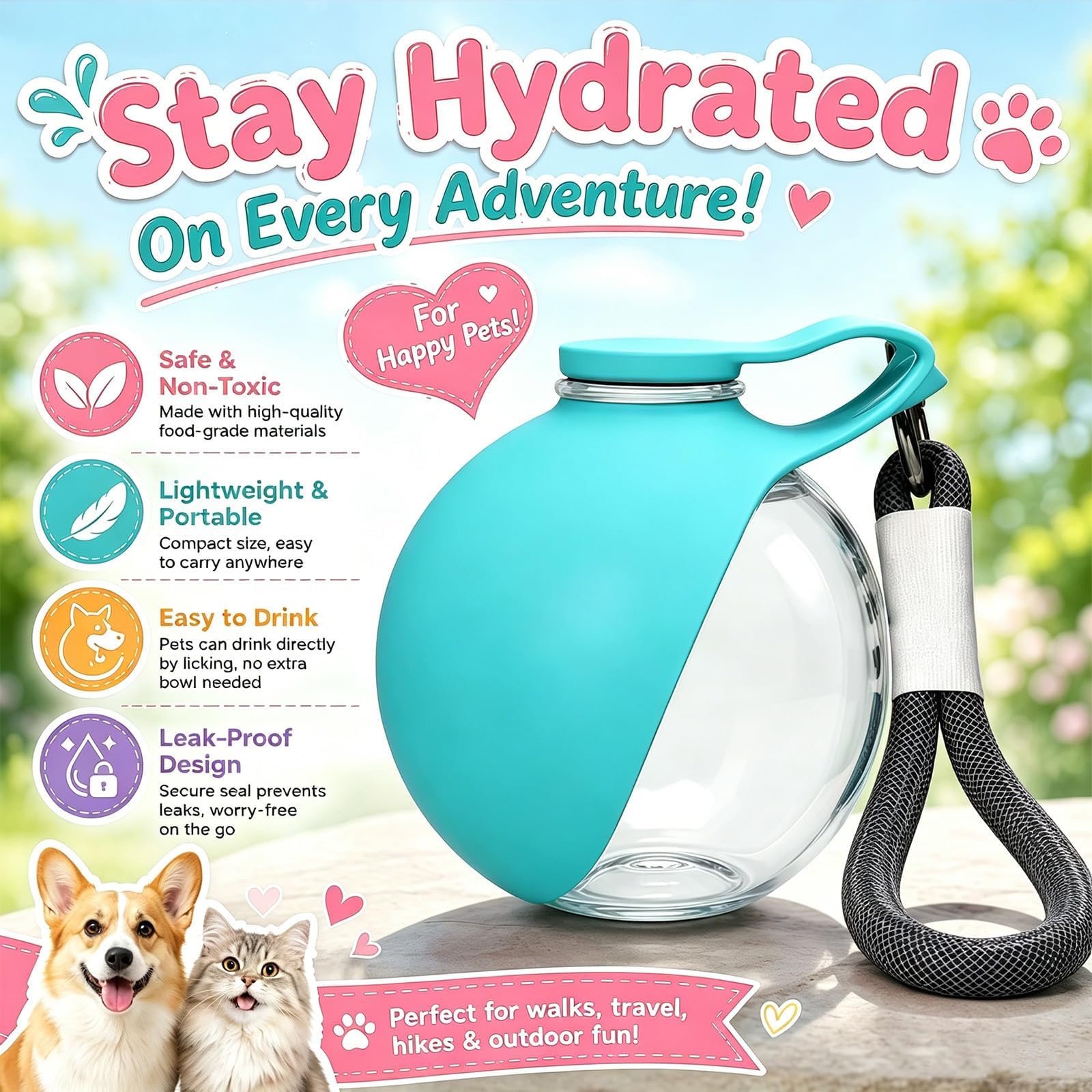 新型2026年版 2in1携帯用犬用ウォーターボトル、ストラ - Pet Supplies Dog Food のレビューと価格